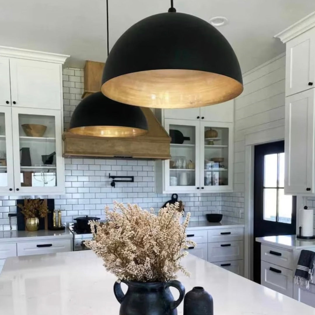 Black Dome Brass Light Fixture- Ref . 1808