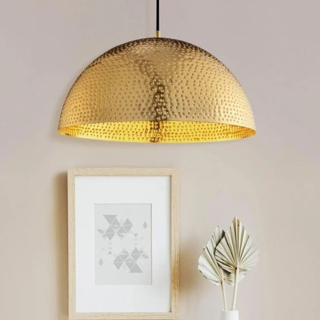 Gold Brass Dome Light Fixture - Ref . 1814