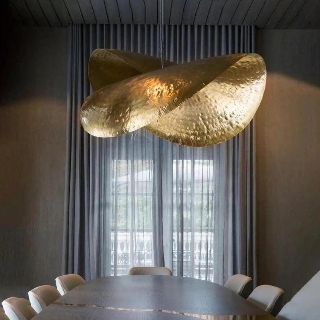 Hammered Antique Brass Dome Light Fixture - Ref . 1807