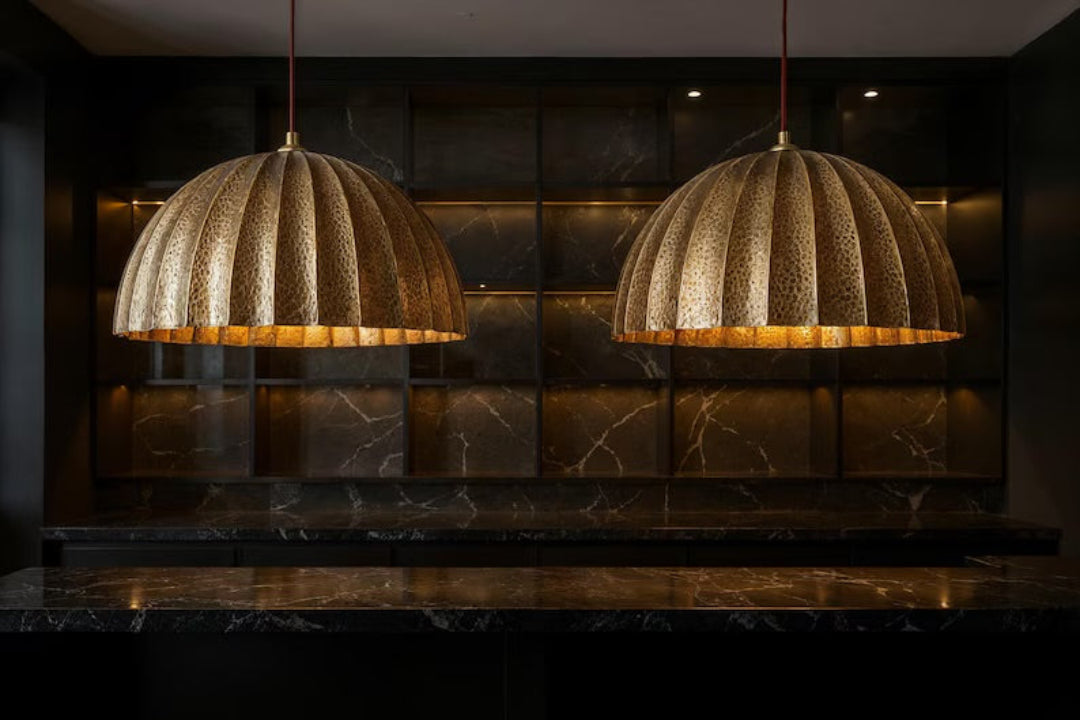 Gold Brass Dome Light Fixture Ref. 1835