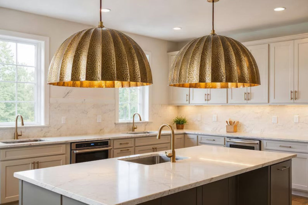 Gold Brass Dome Light Fixture Ref. 1835