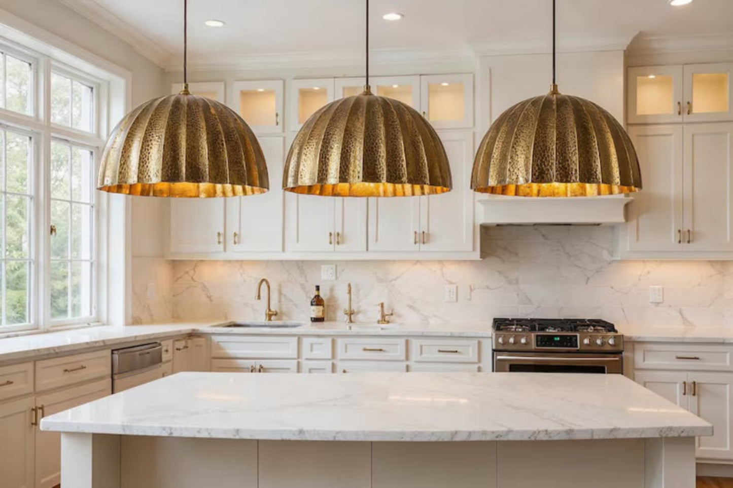 Gold Brass Dome Light Fixture Ref. 1835