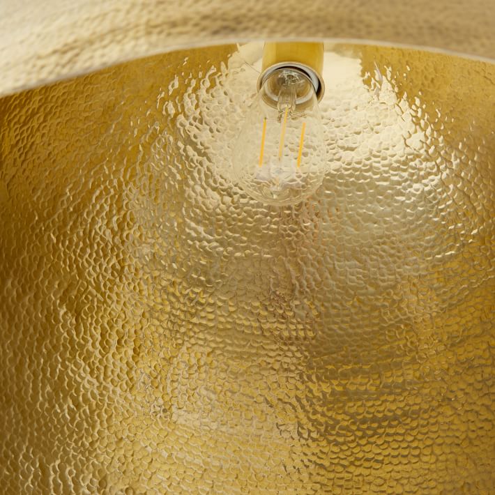 Hammered Gold Brass Dome Light Fixture - Ref . 1812