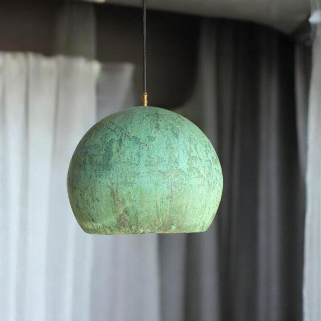 Oxidized Brass Copper Dome Light Fixture - Ref. 1843