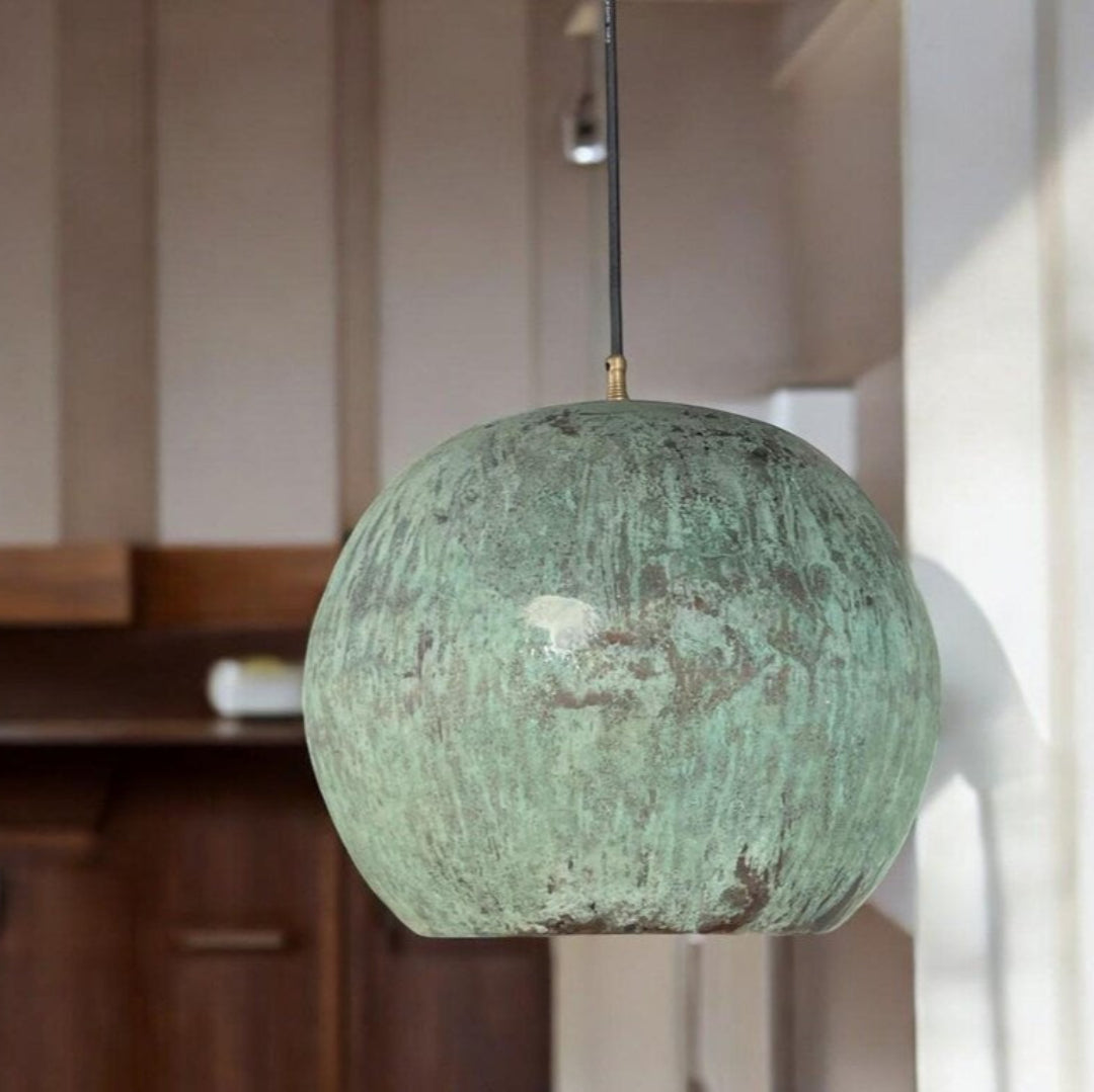 Oxidized Brass Copper Dome Light Fixture - Ref. 1843