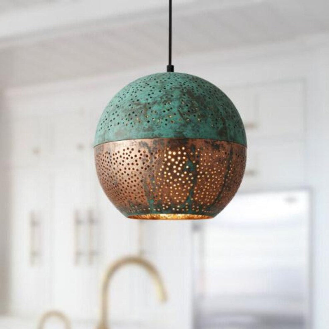 Oxidized Brass Copper Dome Light Fixture - Ref. 1844