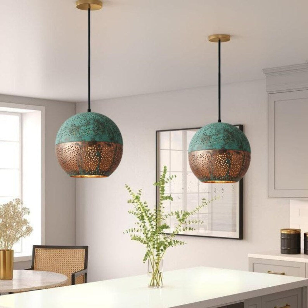 Oxidized Brass Copper Dome Light Fixture - Ref. 1844