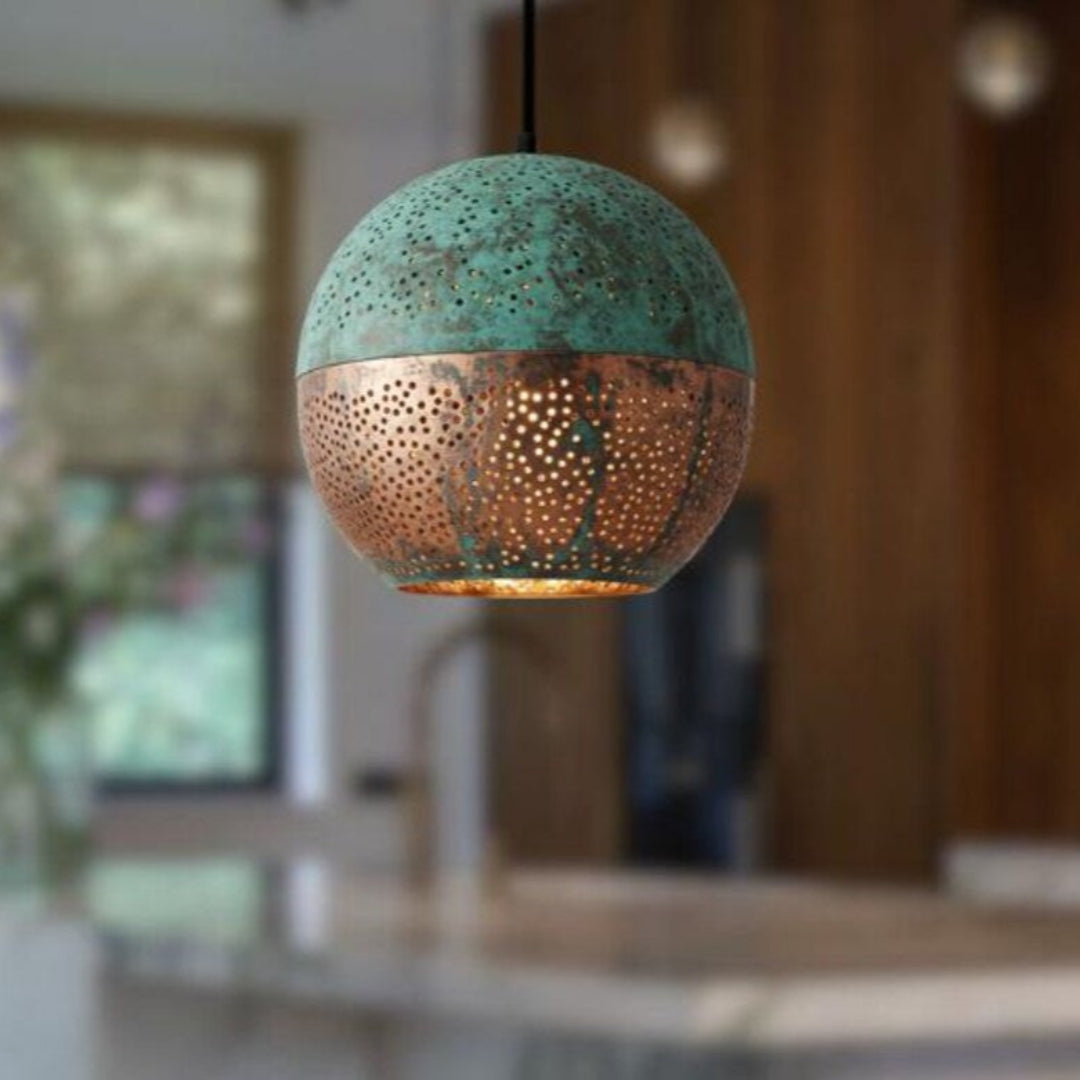 Oxidized Brass Copper Dome Light Fixture - Ref. 1844