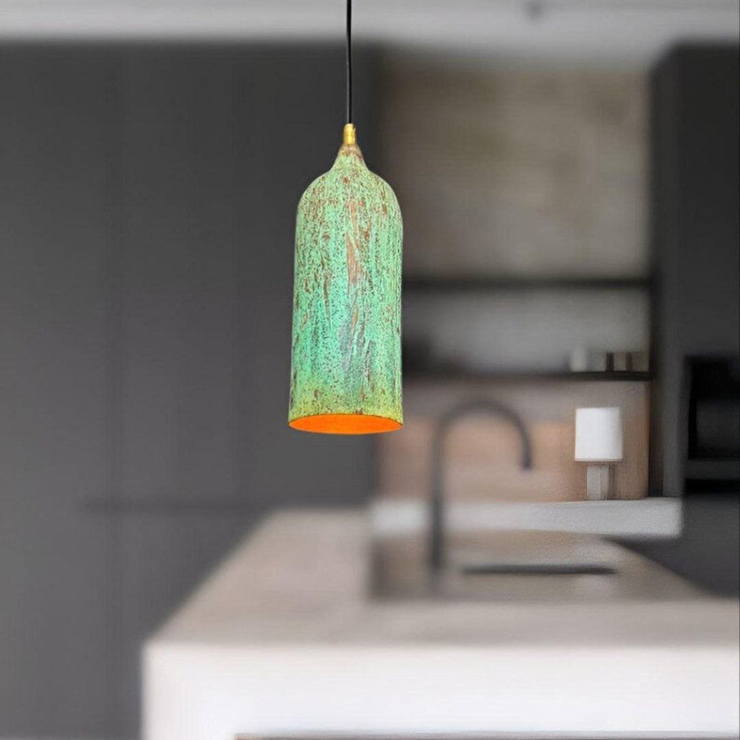 Oxidized Brass Copper Dome Light Fixture Ref. 1846