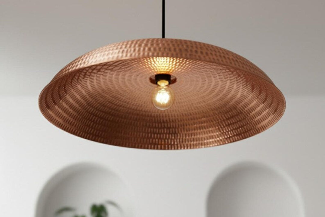 Oxidized Hammerd Copper Dome Light Fixture Ref. 1838