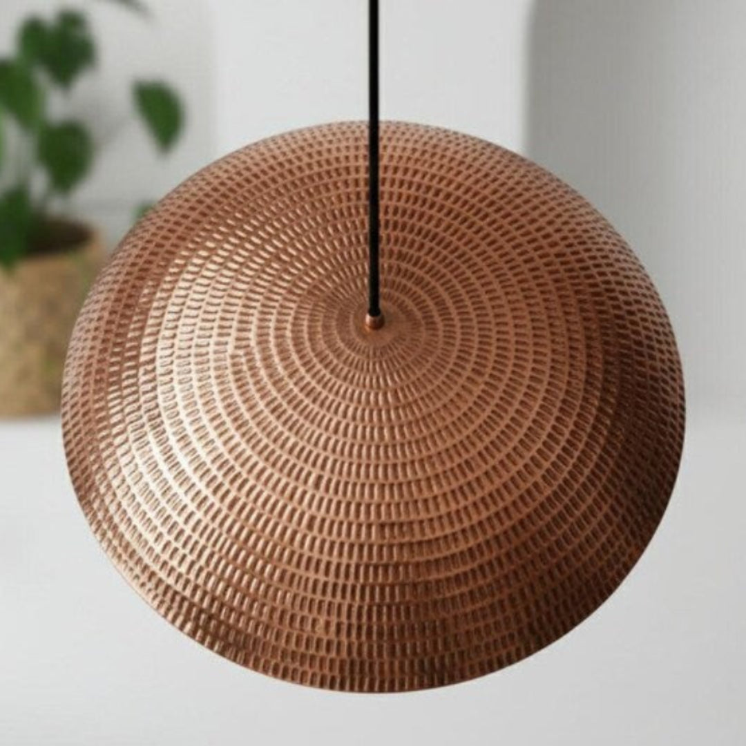 Oxidized Hammerd Copper Dome Light Fixture Ref. 1838