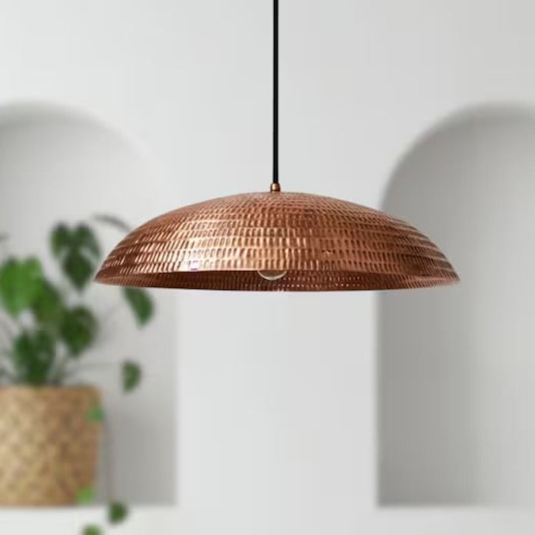 Oxidized Hammerd Copper Dome Light Fixture Ref. 1838