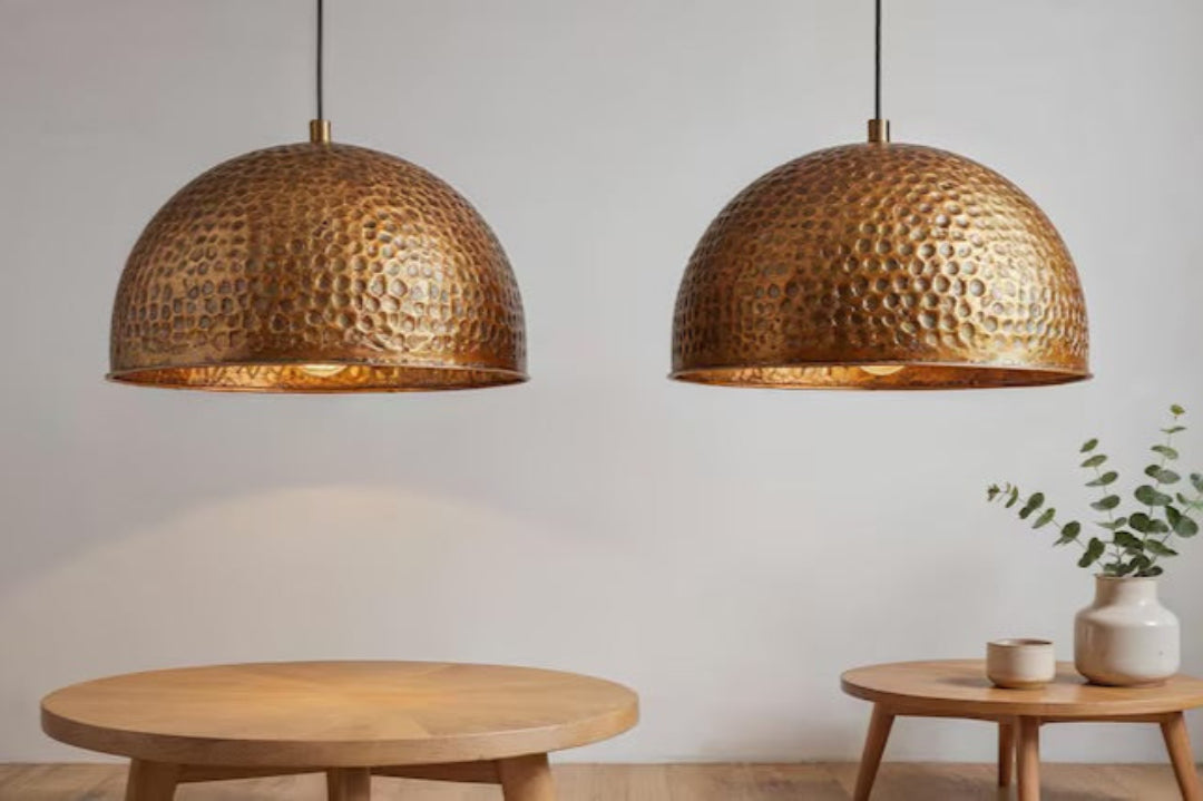 Oxidized Hammerd Copper Dome Light Fixture Ref. 1839
