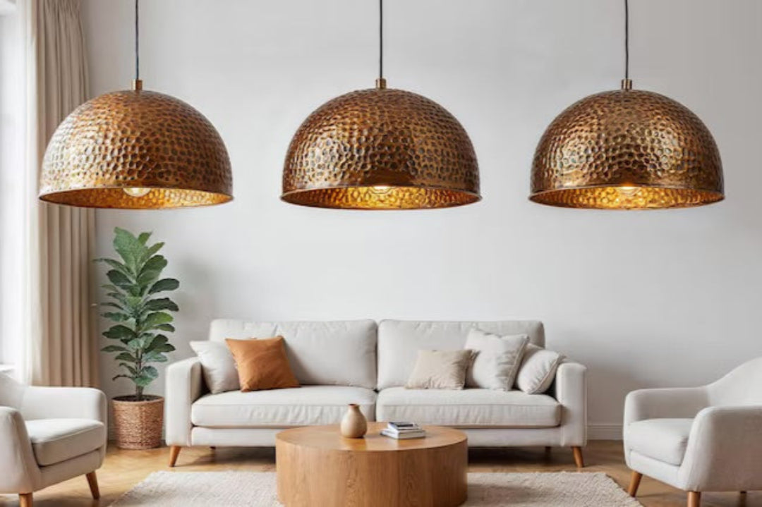Oxidized Hammerd Copper Dome Light Fixture Ref. 1839
