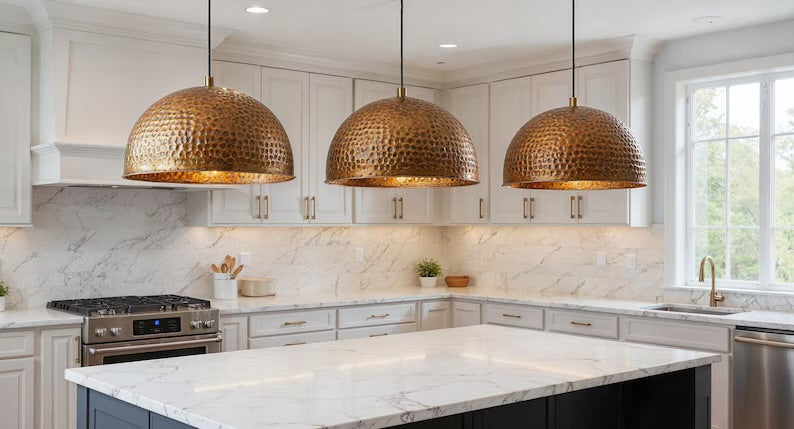 Oxidized Hammerd Copper Dome Light Fixture Ref. 1839