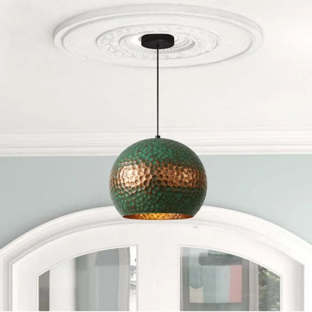 Oxidized Hammerd Copper Dome Light Fixture Ref. 1840