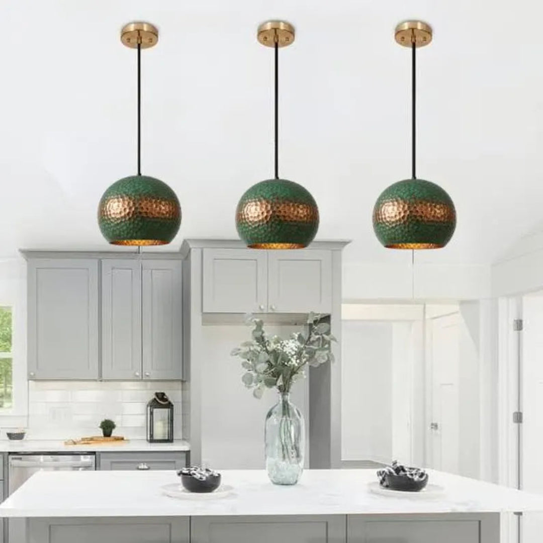Oxidized Hammerd Copper Dome Light Fixture Ref. 1840
