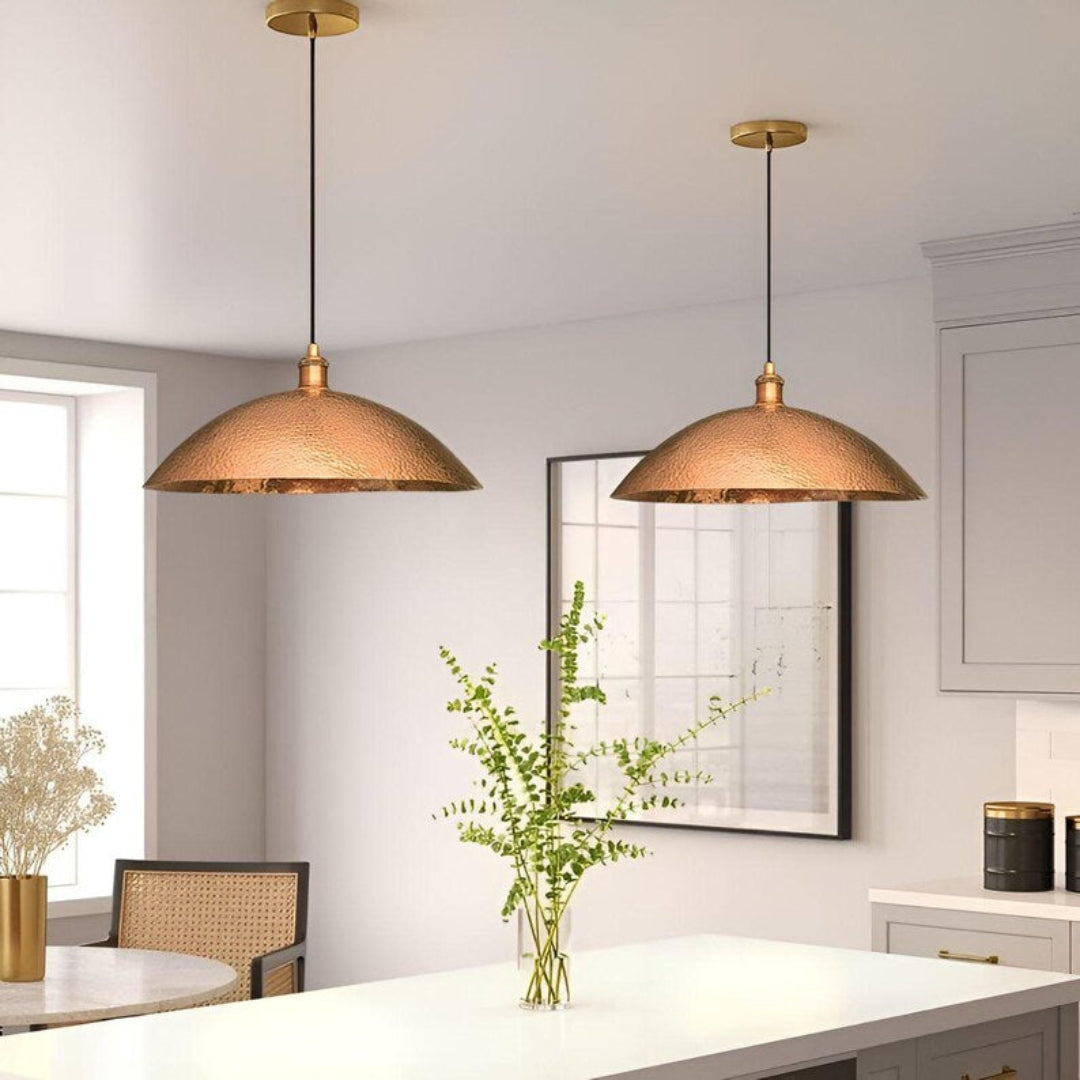 Oxidized Hammerd Copper Dome Light Fixture Ref. 1841