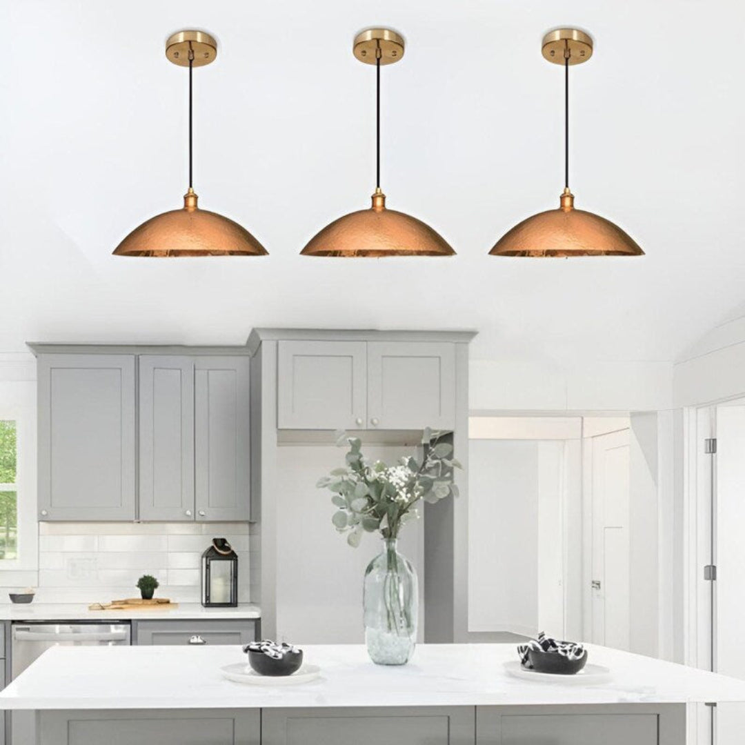 Oxidized Hammerd Copper Dome Light Fixture Ref. 1841