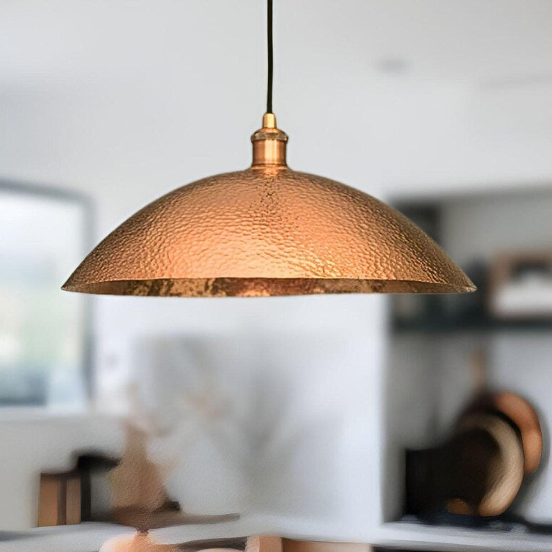 Oxidized Hammerd Copper Dome Light Fixture Ref. 1841