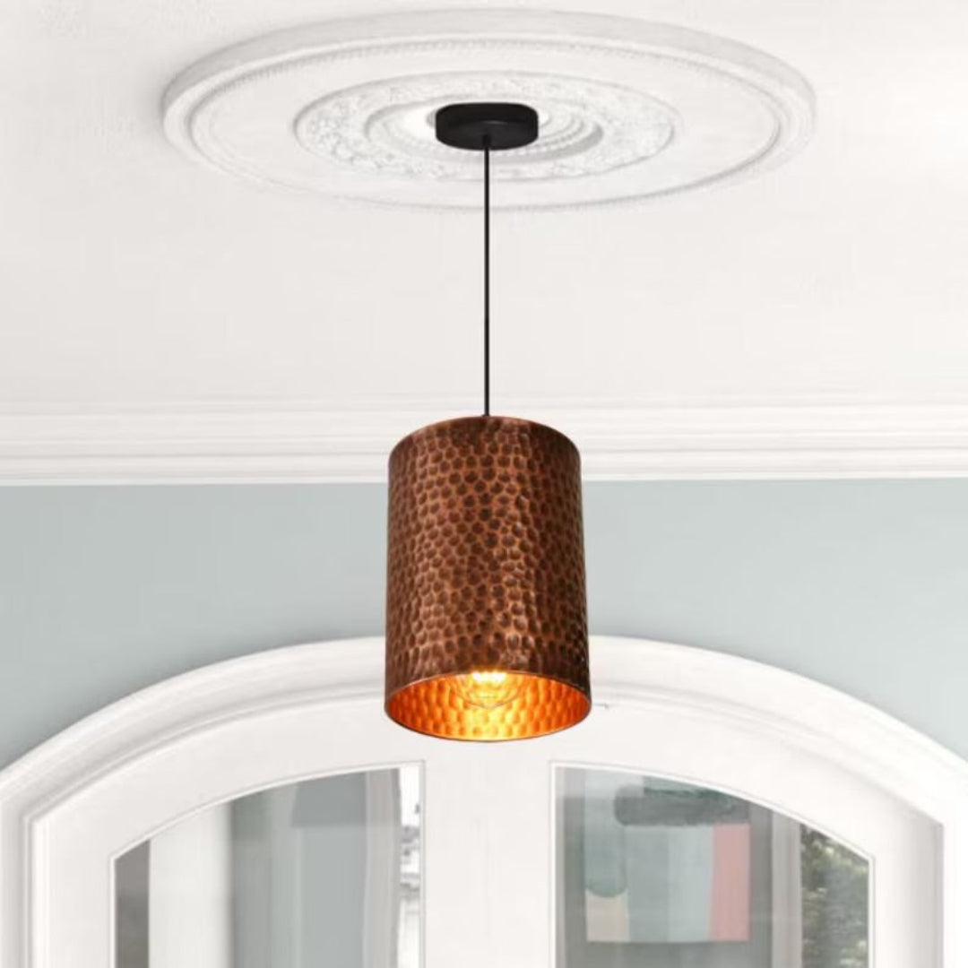 Oxidized Hammerd Copper Dome Light Fixture Ref. 1845