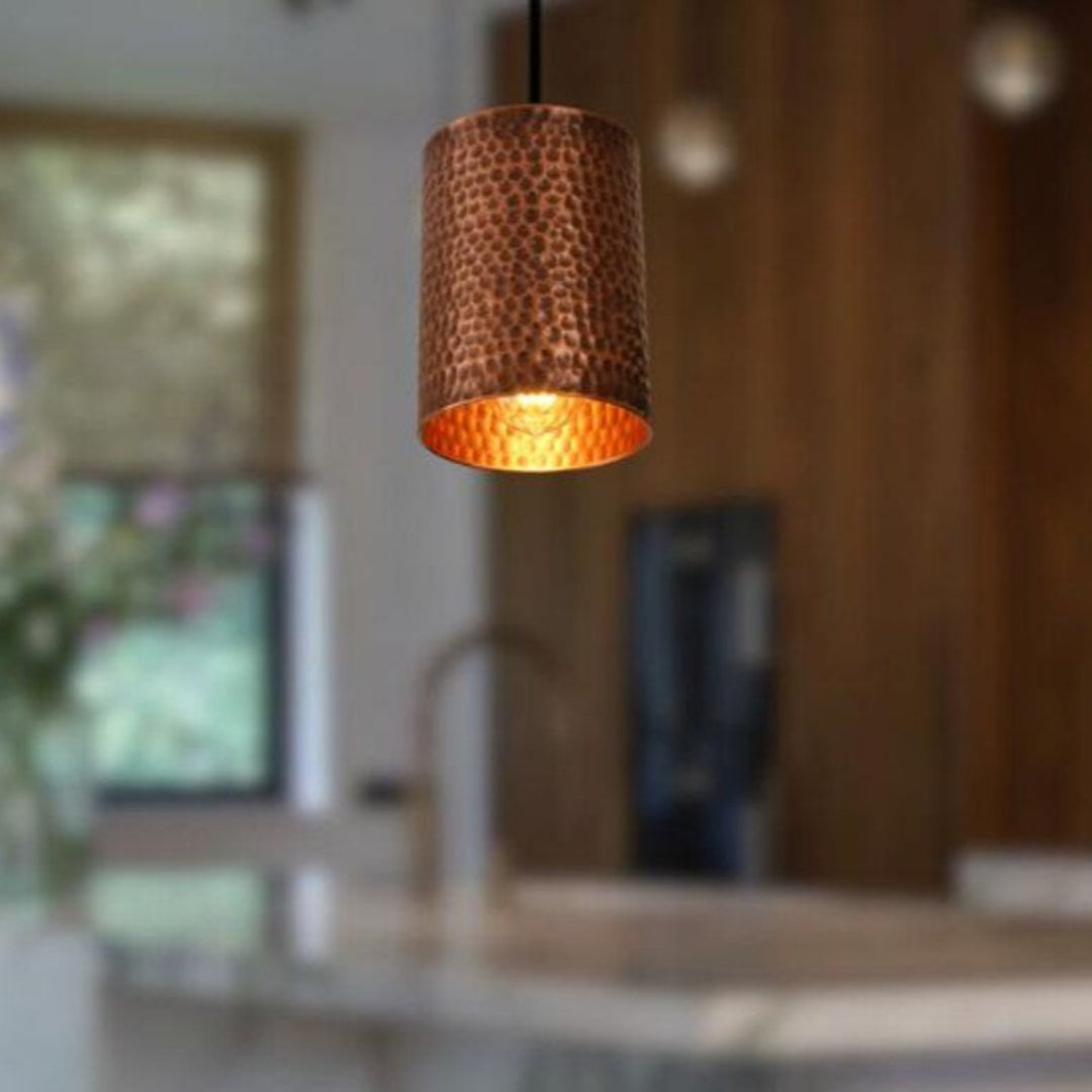 Oxidized Hammerd Copper Dome Light Fixture Ref. 1845