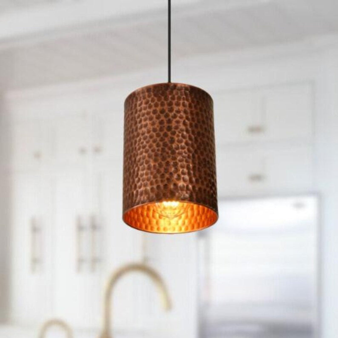 Oxidized Hammerd Copper Dome Light Fixture Ref. 1845