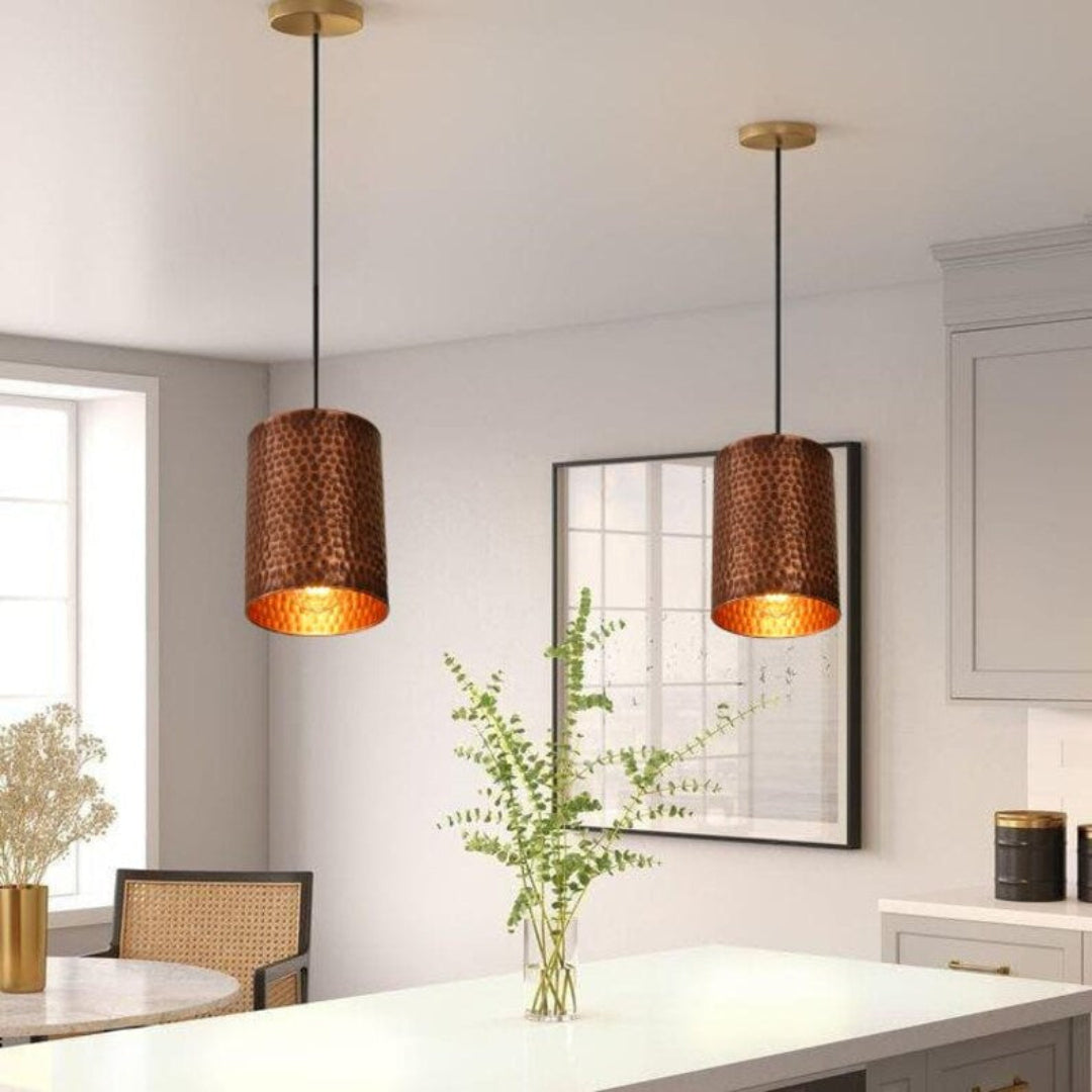 Oxidized Hammerd Copper Dome Light Fixture Ref. 1845