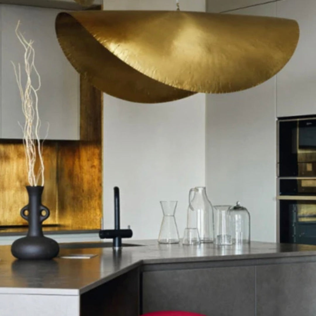 Hammered Antique Brass Dome Light Fixture - Ref . 1823