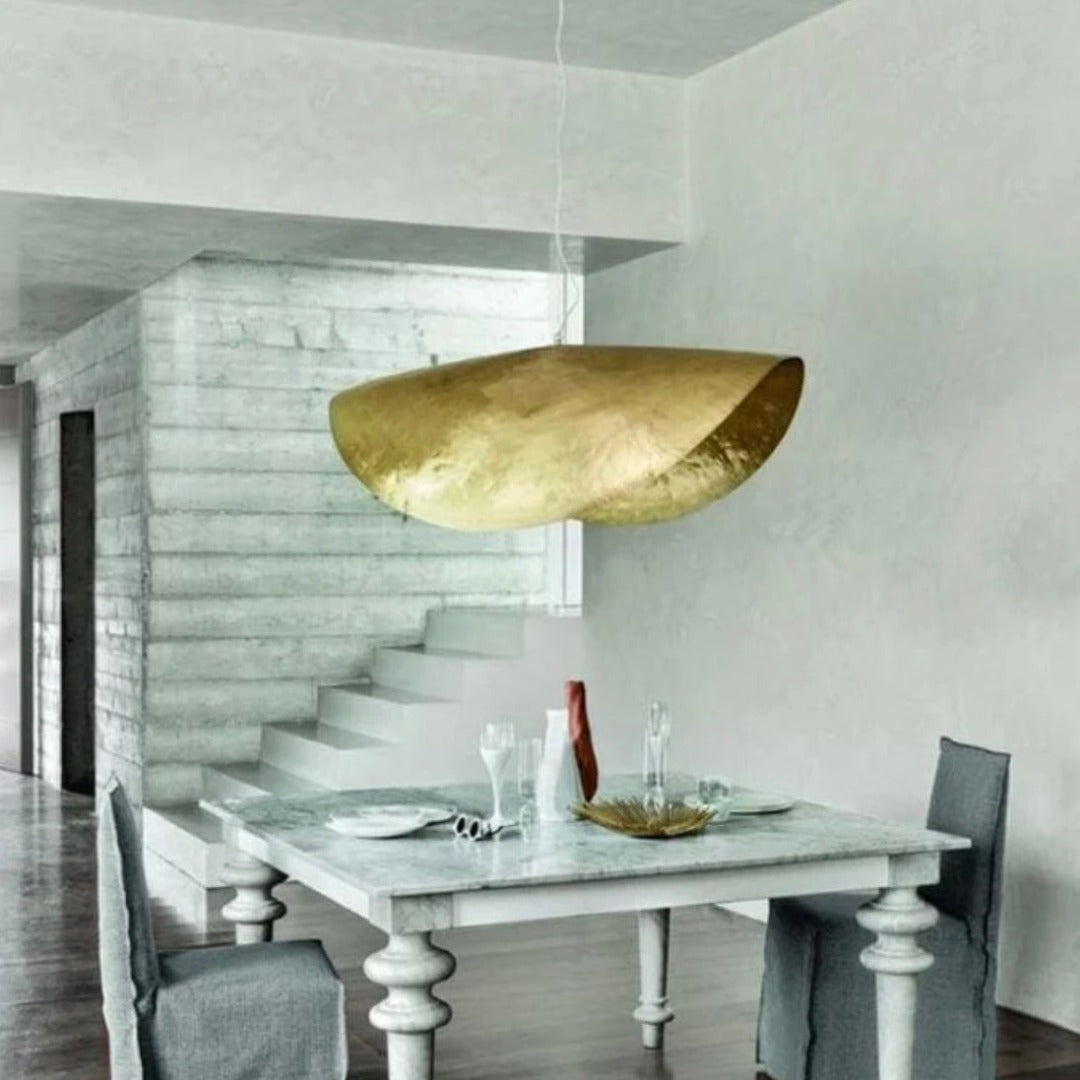 Hammered Antique Brass Dome Light Fixture - Ref . 1823