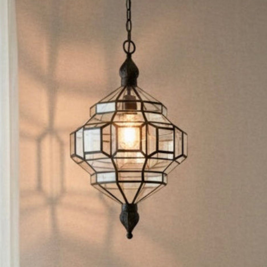 Traditional Moroccan gold brass lamp for luxury home decor and bohemian interiors