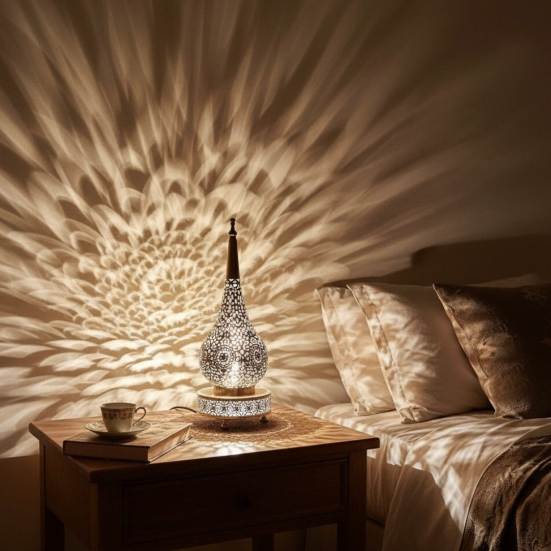 Elegant Teardrop Moroccan Table Lamp - Solid Brass Craftsmanship