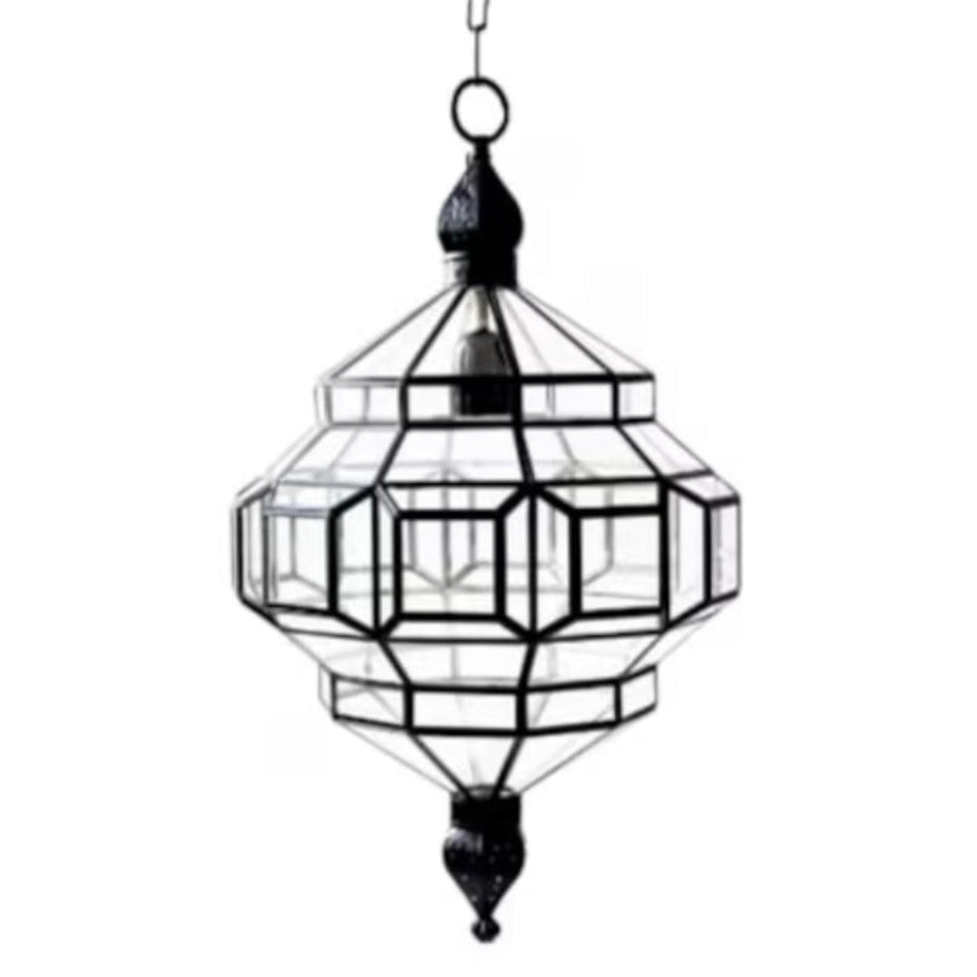  Handmade Moroccan brass pendant lamp with clear glass  and intricate Brass work.