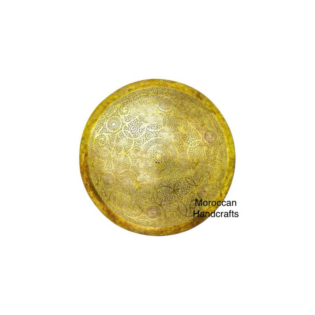 Moroccan flush mount lamp installed on a ceiling, casting beautiful shadow patterns on the surrounding walls.