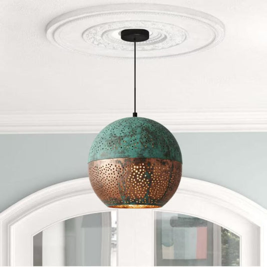 Oxidized Brass Copper Dome Light Fixture - Ref. 1844