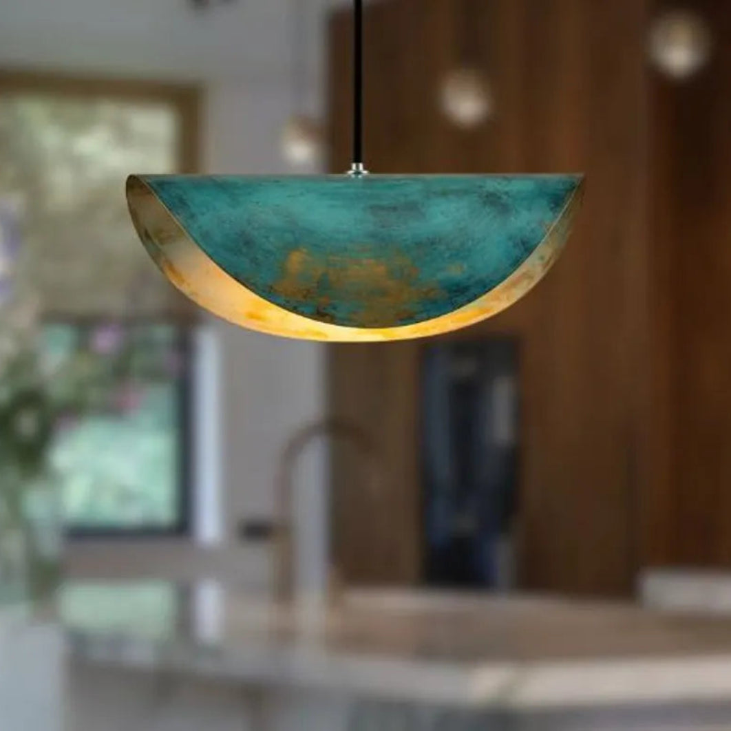 Oxidized Bronnze  Brass Dome Light Fixture Ref. 1836