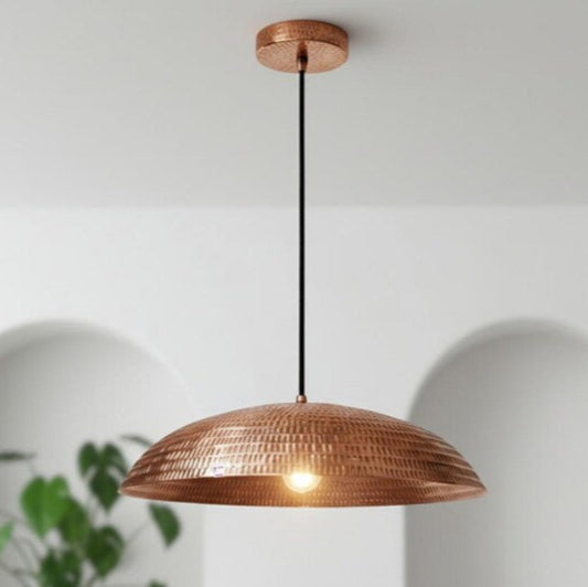 Oxidized Hammerd Copper Dome Light Fixture Ref. 1838