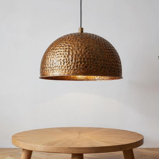 Oxidized Hammerd Copper Dome Light Fixture Ref. 1839