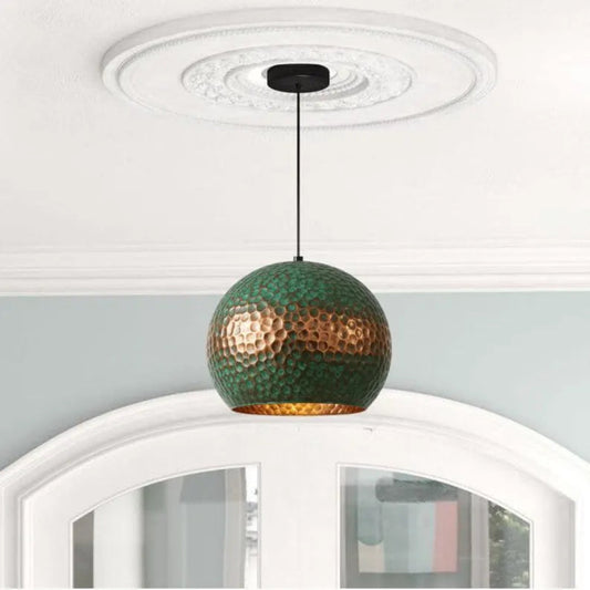 Oxidized Hammerd Copper Dome Light Fixture Ref. 1840
