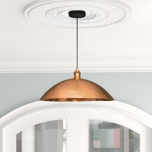 Oxidized Hammerd Copper Dome Light Fixture Ref. 1841