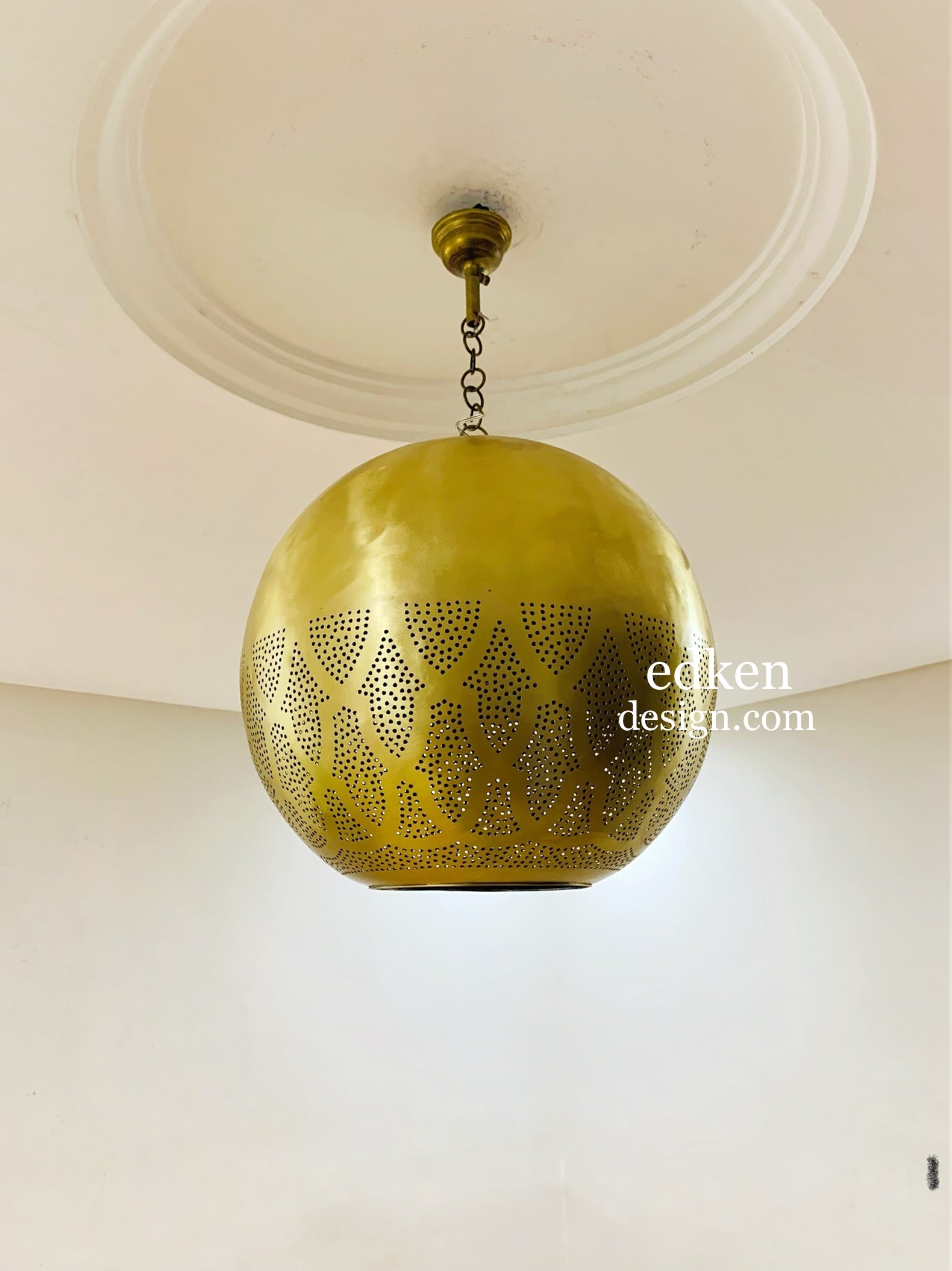 Hammered Gold Brass Dome Light Fixture - Ref . 1815