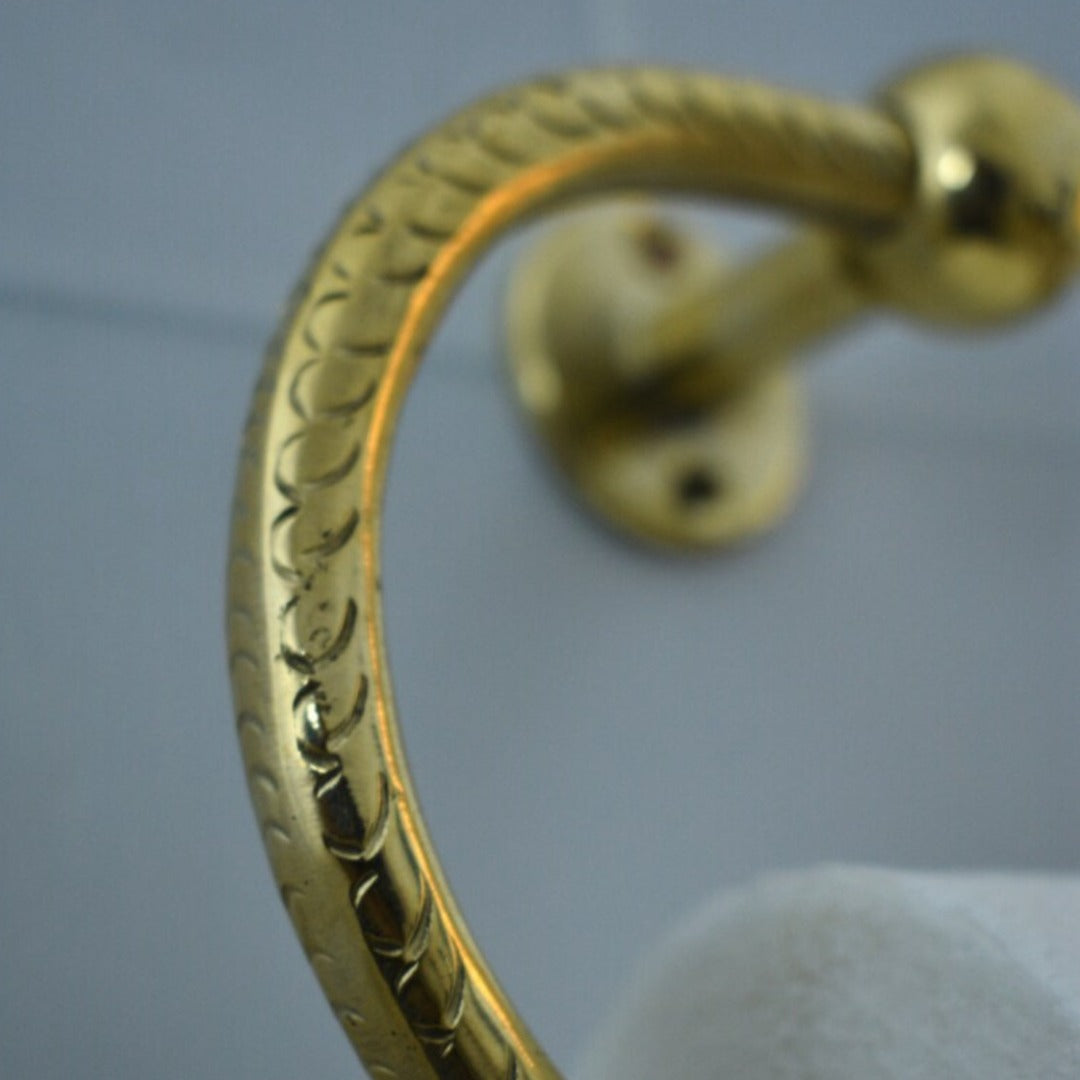 Wall Mounted Toilet Paper Holder/Towel Bar, Etched Brass Bathroom., MBF02
