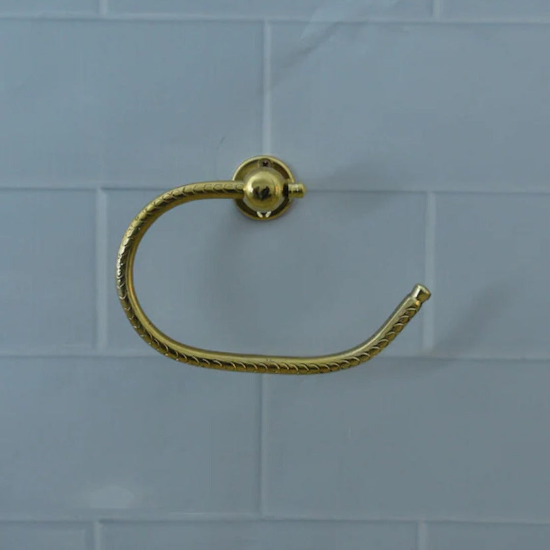 Wall Mounted Toilet Paper Holder/Towel Bar, Etched Brass Bathroom., MBF02