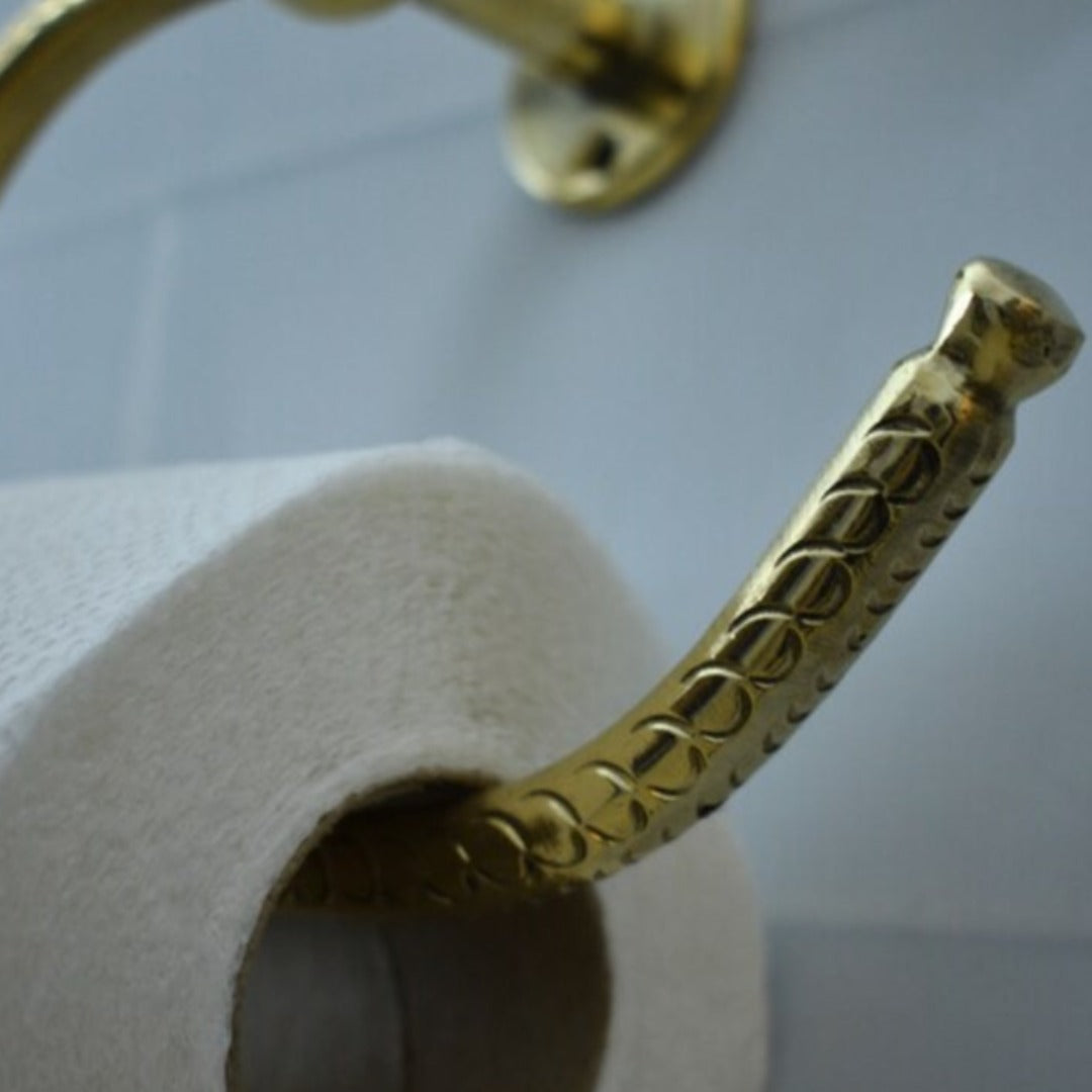 Wall Mounted Toilet Paper Holder/Towel Bar, Etched Brass Bathroom., MBF02