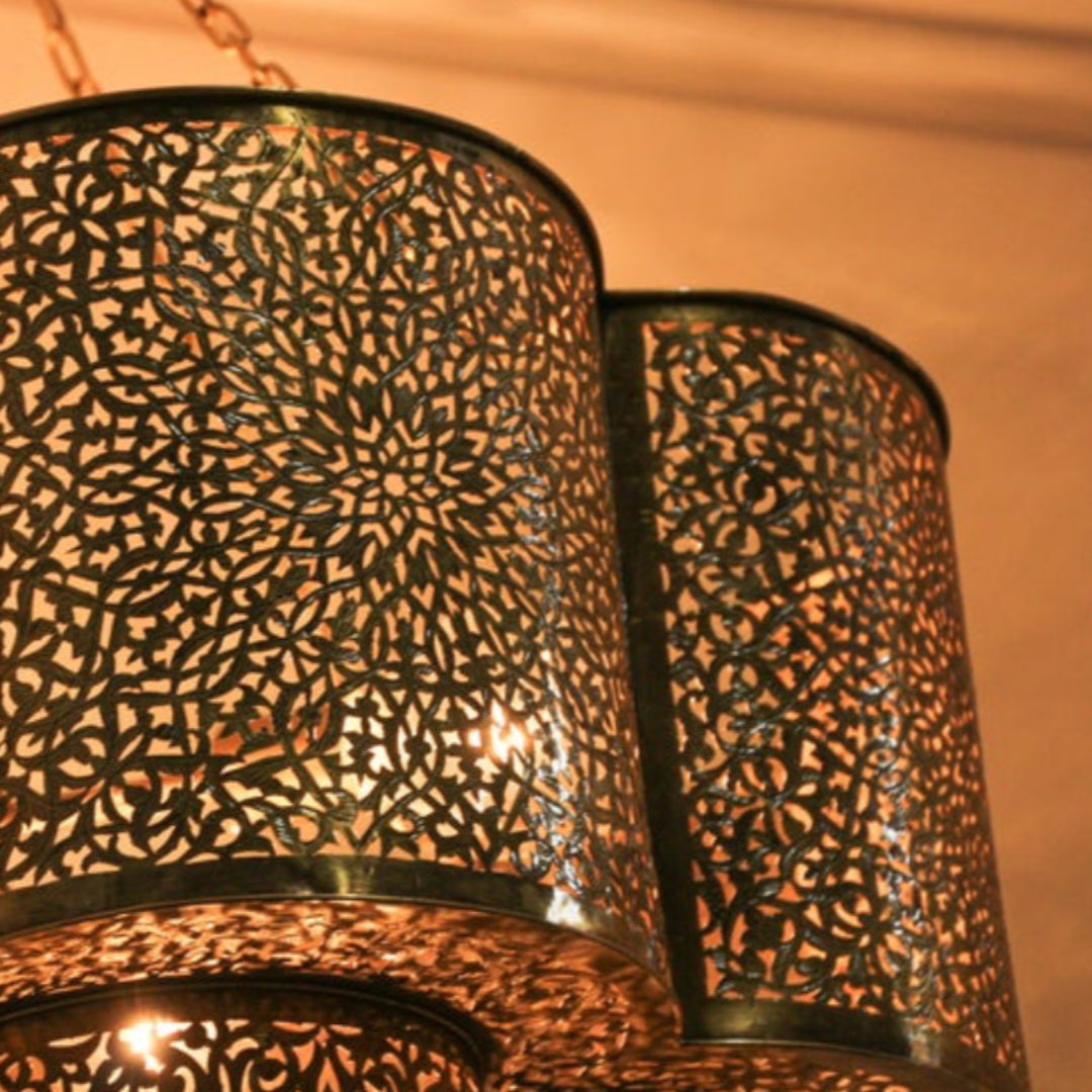 Statement lighting fixture: a large Oriental hanging lantern perfect for an entryway or high ceiling.